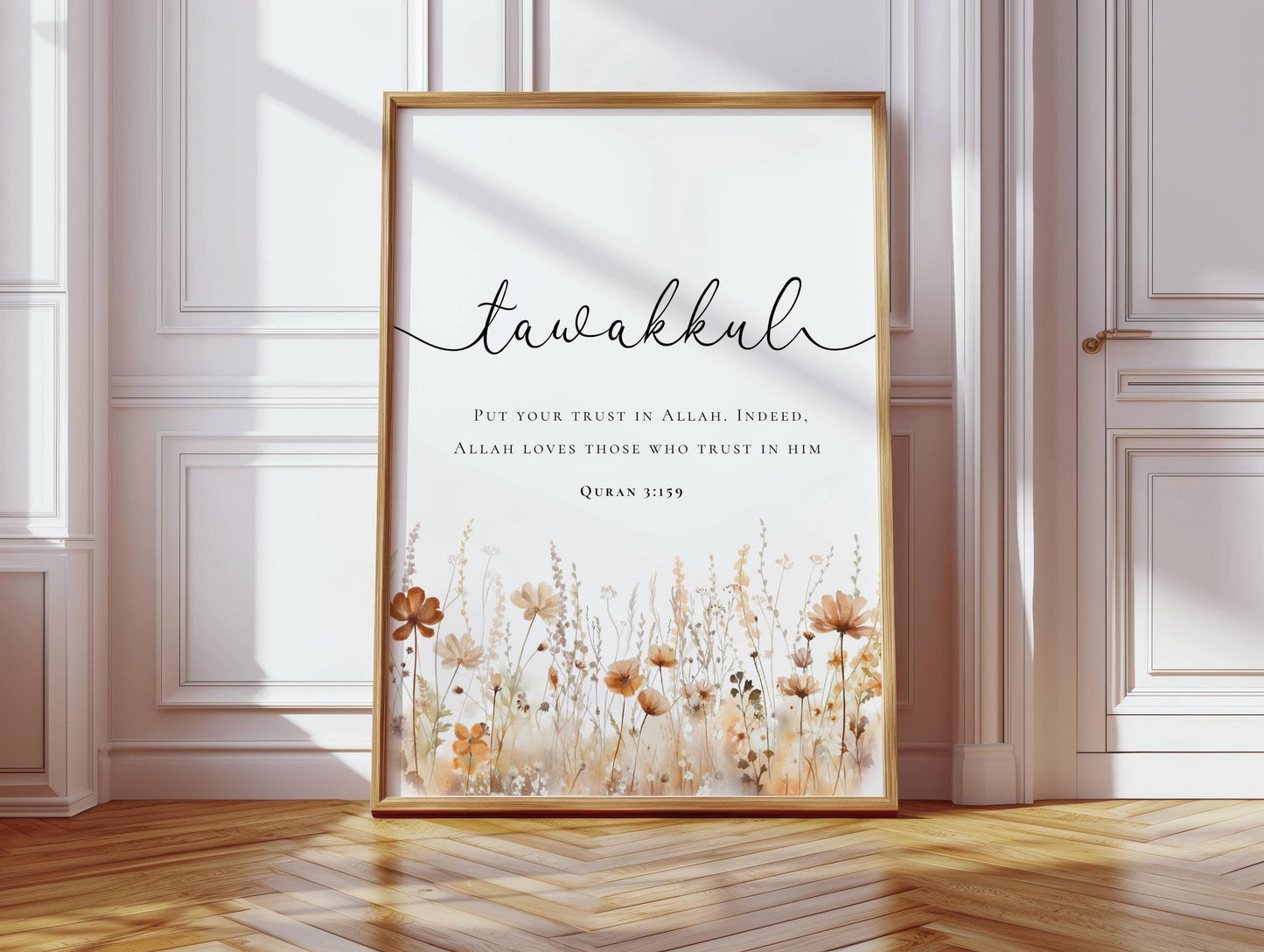 Floral Islamic wall decor posters trio for home decor