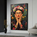 Frida Kahlo-inspired floral portrait on canvas - full view