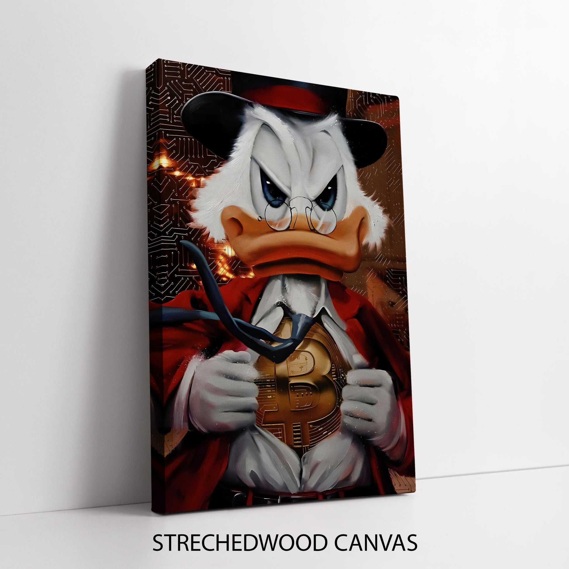 Close-up of Bitcoin Duck Parody character with vibrant colors