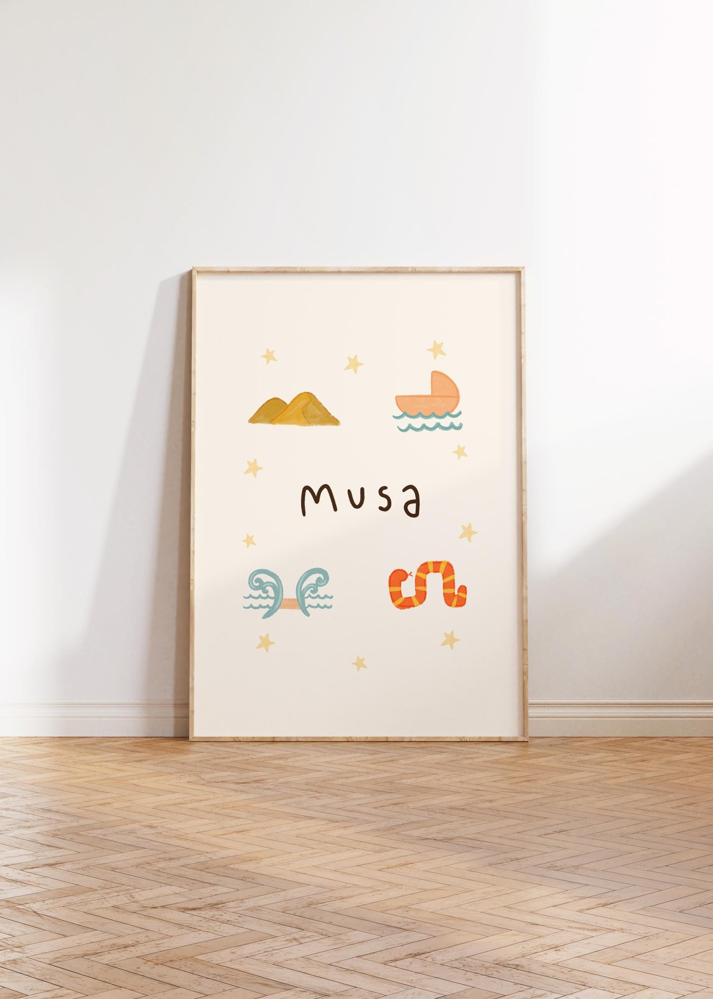 Prophet Musa story illustration for Islamic kids nursery wall art