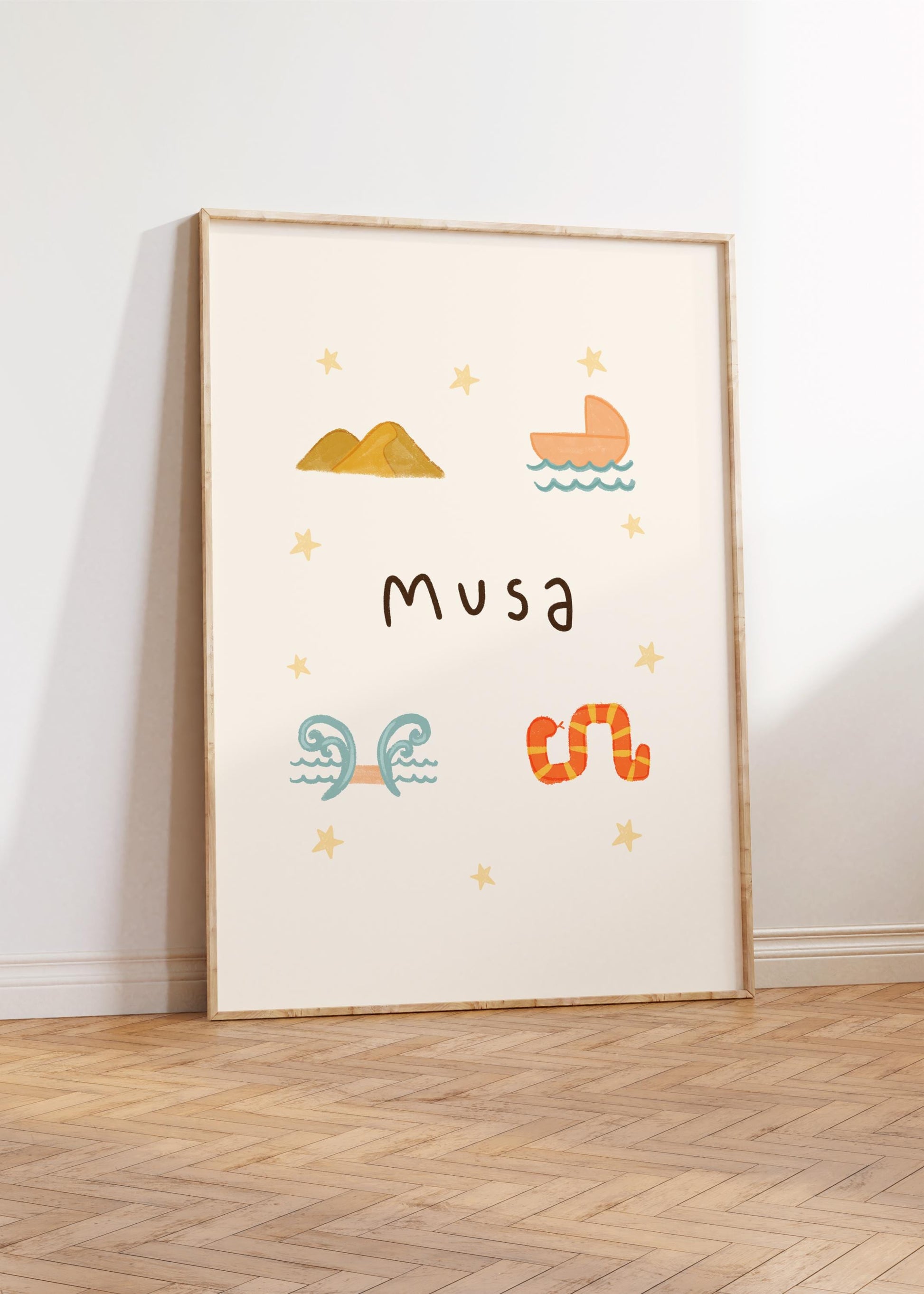 Islamic wall art featuring Prophet Musa for kids