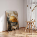 Abstract Islamic art with Dome of the Rock silhouette