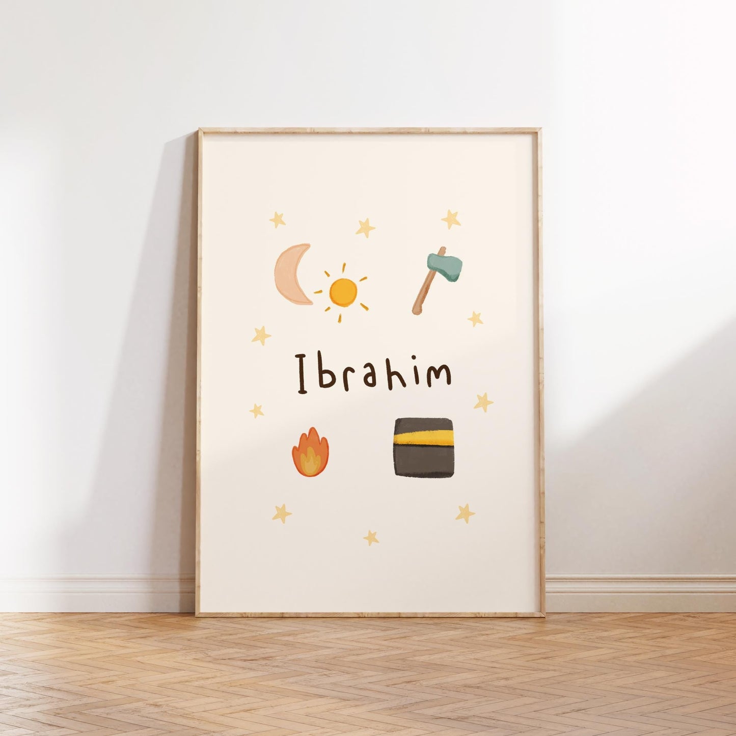 Ibrahim Islamic kids wall art - Prophet story illustration for nursery
