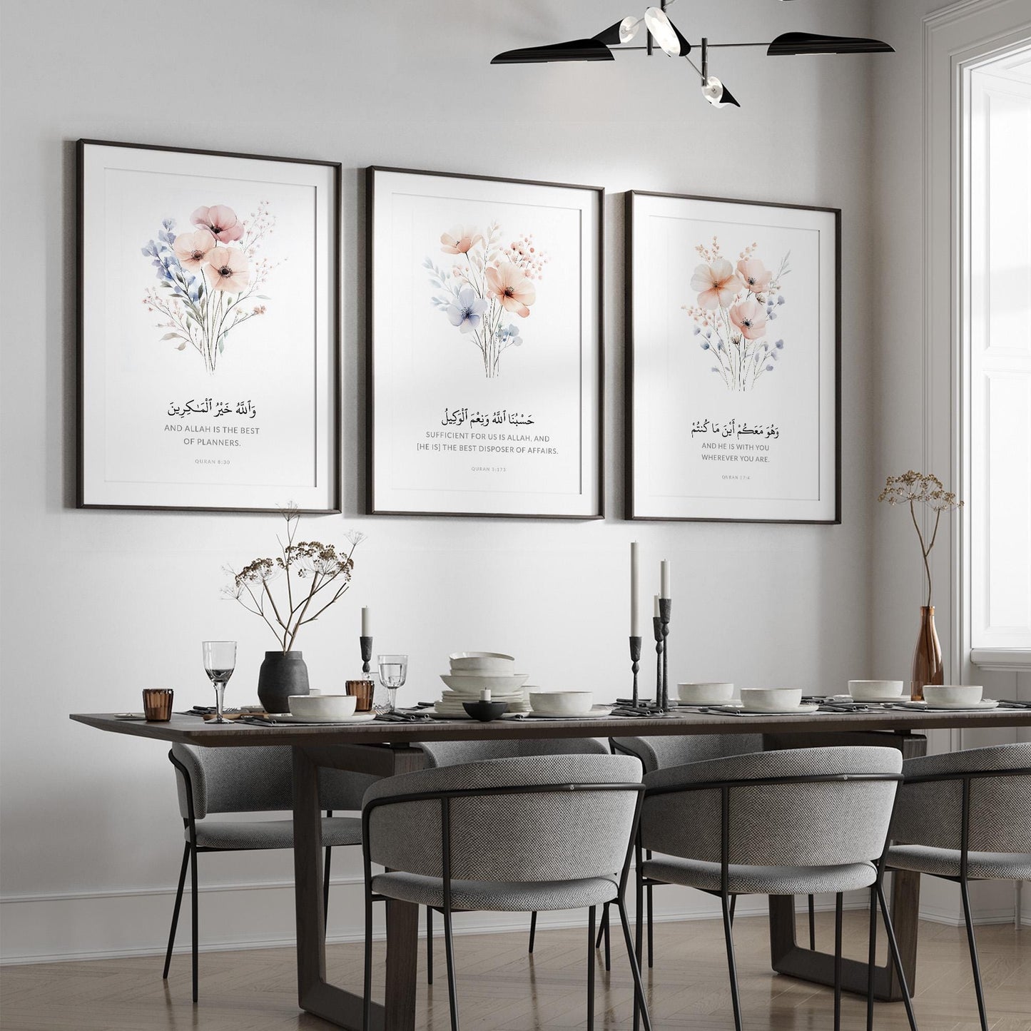 Floral-inspired Islamic wall art print ready for framing