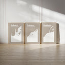 Set of 3 minimalist Islamic posters featuring Sabr Shukr Tawakkul on white background