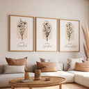 Bismillah Inshallah Alhamdulillah Islamic calligraphy triptych with floral design