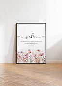 Tawakkul quote print with decorative floral elements