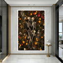 Romantic gothic wall decor featuring skeleton couple