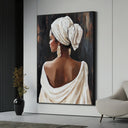 Framed canvas painting of an elegant woman, close-up portrait