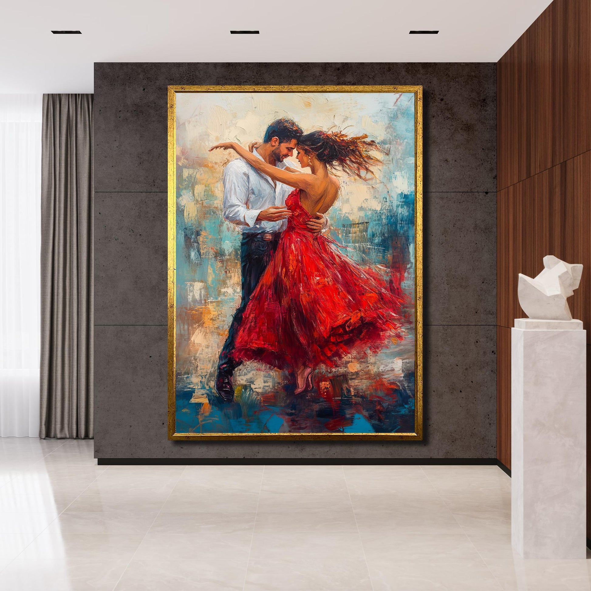 Elegant dancing couple canvas painting for anniversary gift