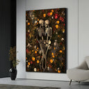 Eternal Love Skeleton canvas painting with romantic gothic florals