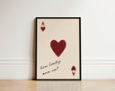Hand-drawn playing card wall art print for bedroom