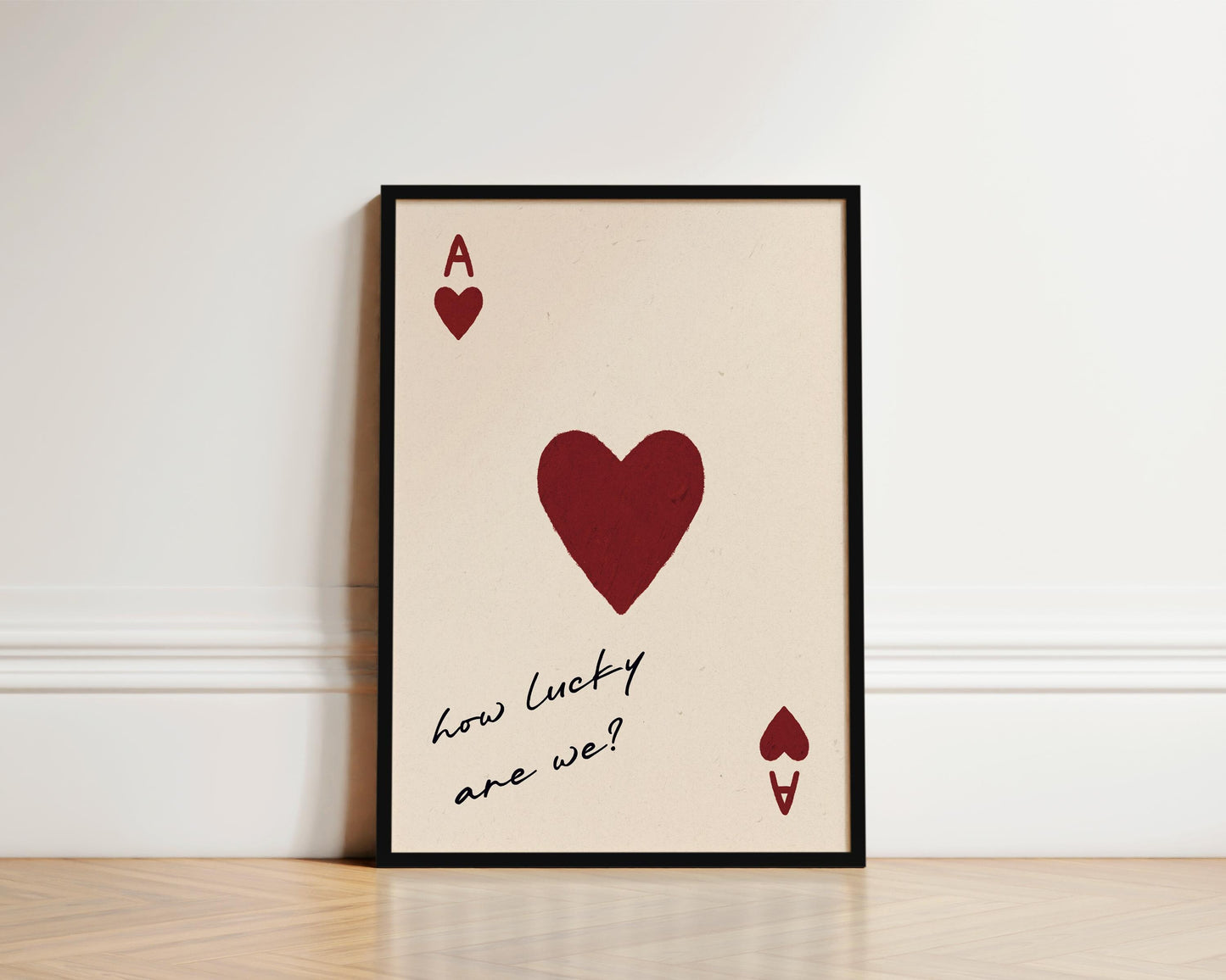 Hand-drawn playing card wall art print for bedroom