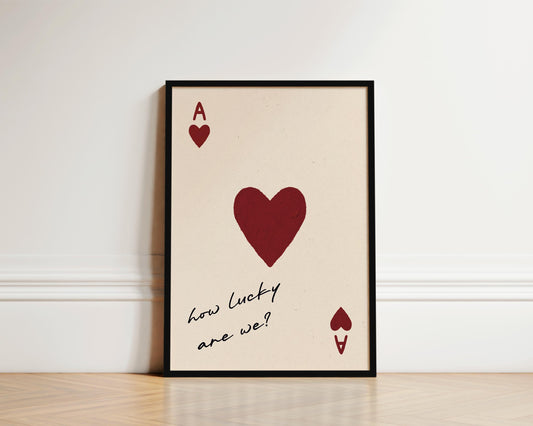 Hand-drawn playing card wall art print for bedroom