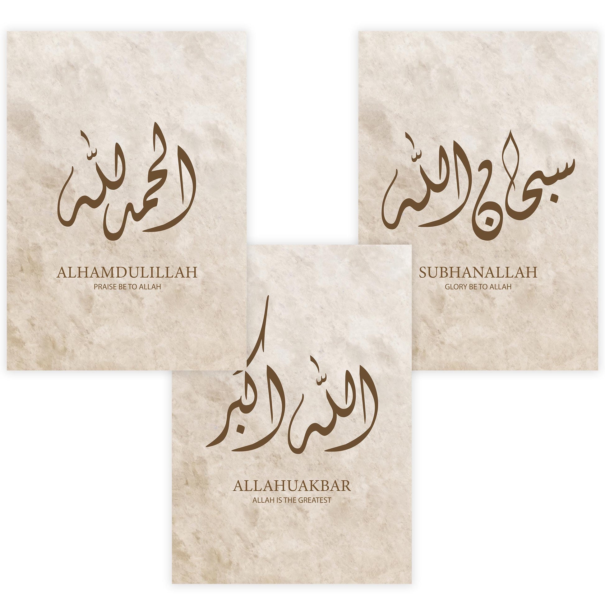 Three-piece wall art set ready to hang for living room or prayer space