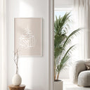 abstract arabic script-inspired design in warm neutrals