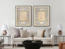 Vintage Islamic wall art poster displayed in living room