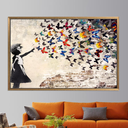 Bridesmaid gifts idea: butterfly girl graffiti canvas wall art