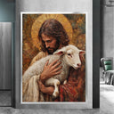 Canvas painting displayed as religious home decor option