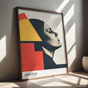 Colorful geometric architecture-inspired portrait close-up