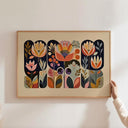 Abstract botanical wall art print in mid-century style
