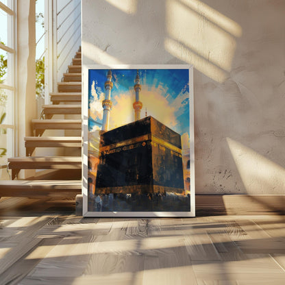 Soft-toned mosque skyline abstract art