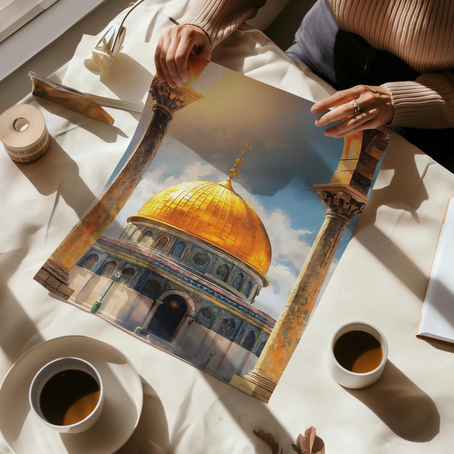 Calligraphy-inspired abstract mosque print