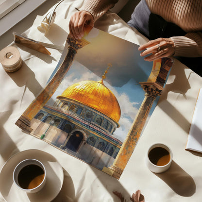 Calligraphy-inspired abstract mosque print