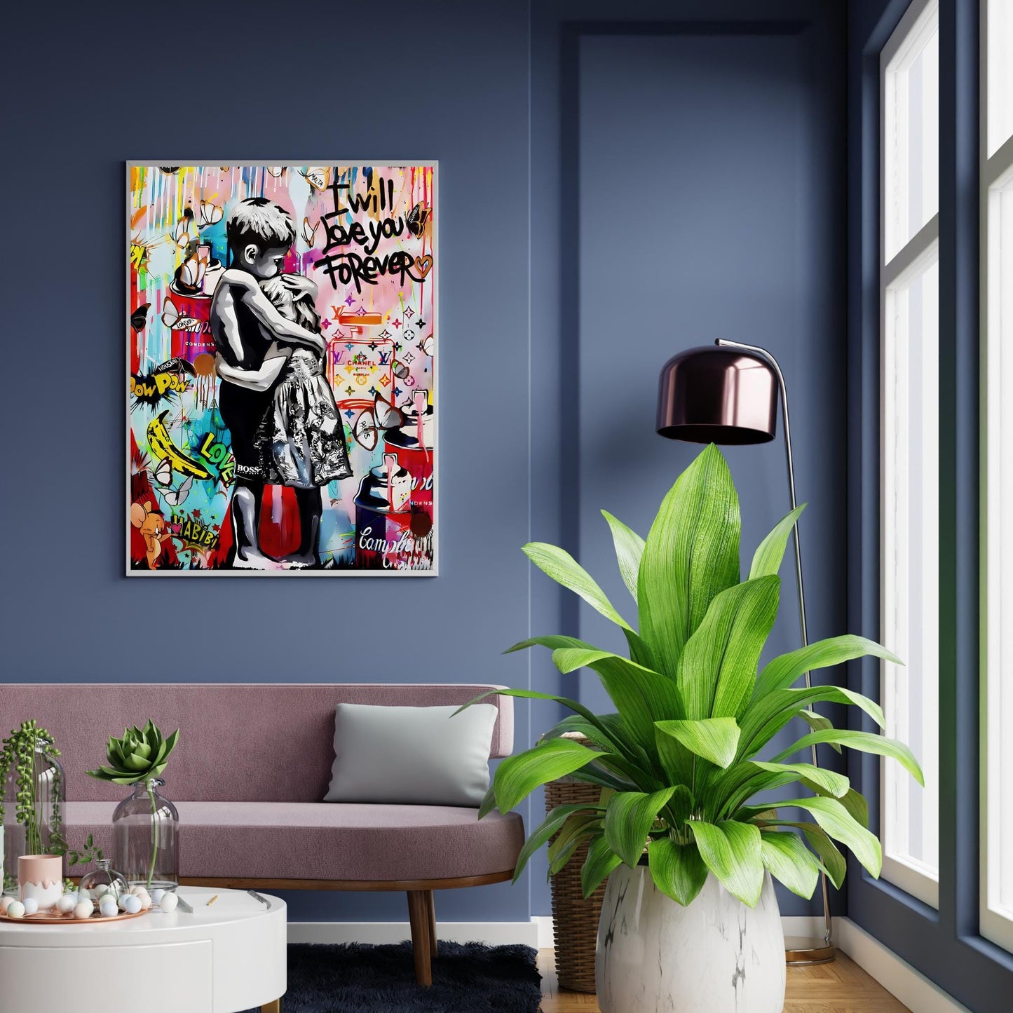 Urban art print with vibrant colors for modern interiors