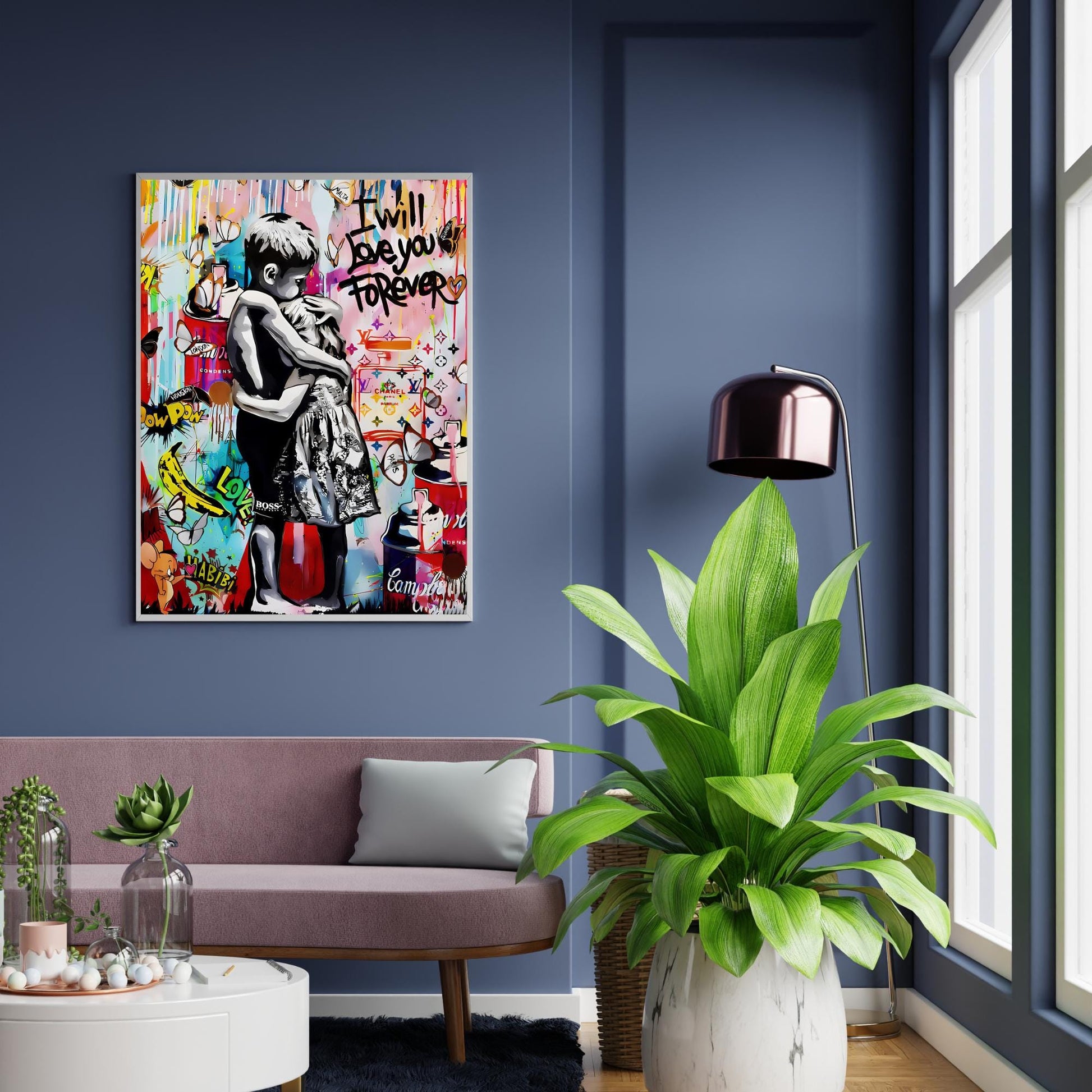Urban art print with vibrant colors for modern interiors