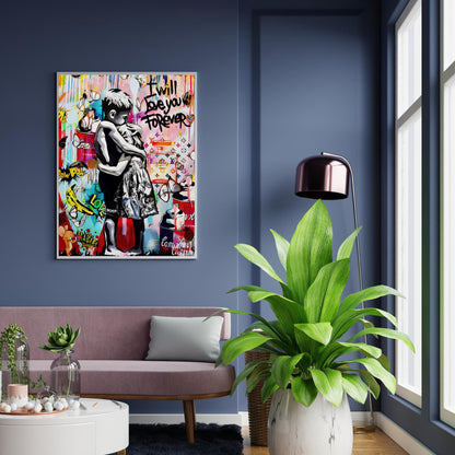 Urban art print with vibrant colors for modern interiors