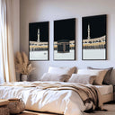Framed canvas three-panel art of Masjid Al-Haram