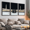 Islamic architecture wall decor - Kaaba triptych in night light