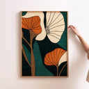 Close-up of floral motif in soft watercolor tones on wall decor