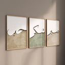 Set of three Islamic poster prints featuring Arabic calligraphy in a minimalist style