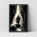 Imam Mahdi poster black and white close-up detail