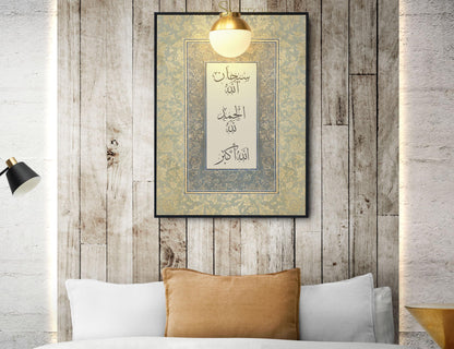 Vintage Islamic calligraphy print on wall decor