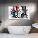 Graffiti Sneaker Kiss wall art canvas close-up with bold colors