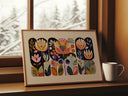 Framed abstract floral wall art for home decor