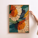 Abstract botanical wall art with modern floral shapes on canvas