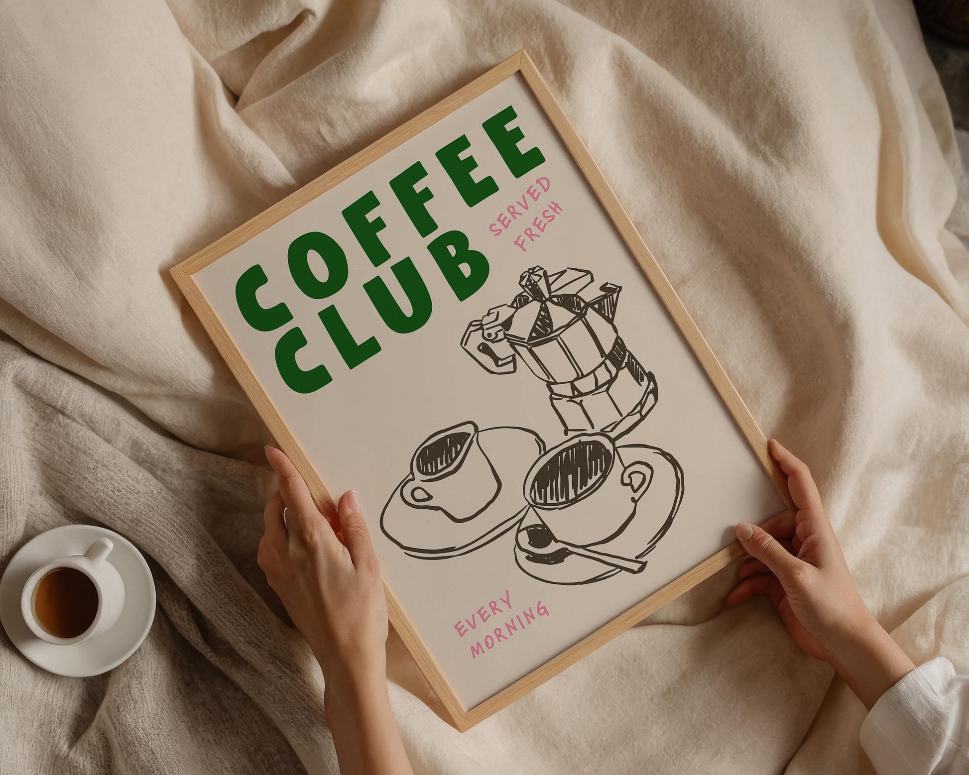 Display-ready kitchen wall art print featuring coffee club design