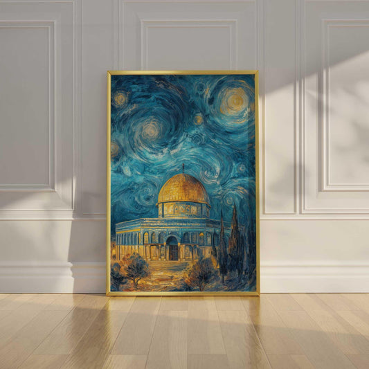Jerusalem Dome of the Rock starry night canvas print on wall