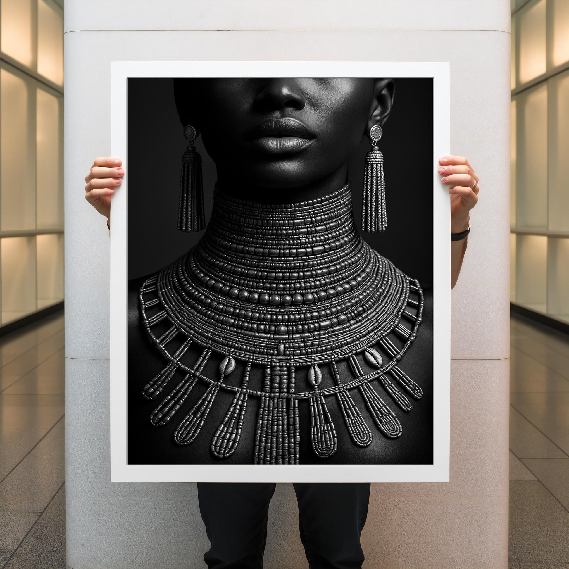 Ready to hang African portrait canvas artwork with tribal inspiration