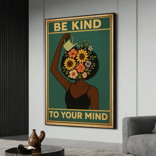 Floral head self-care canvas painting ready to hang