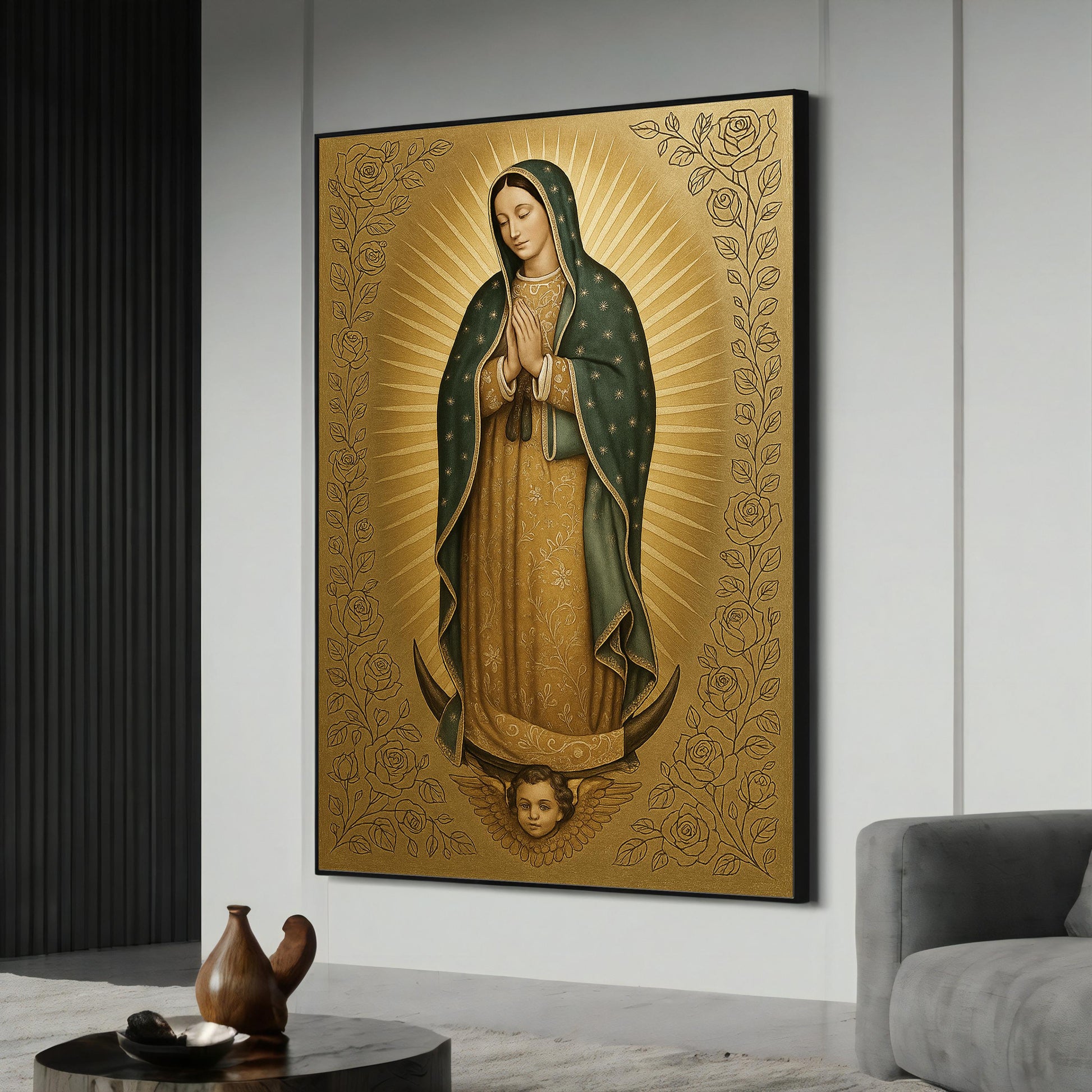 Virgin of Guadalupe canvas painting - full view