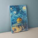 Abstract Islamic art showing Dome of the Rock skyline at night