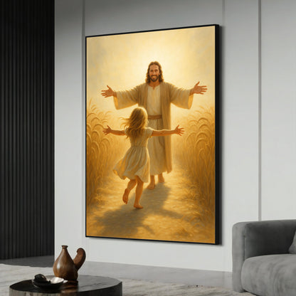 Jesus Embracing Child canvas painting - front view