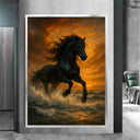 Equestrian wall decor canvas art in warm sunset tones