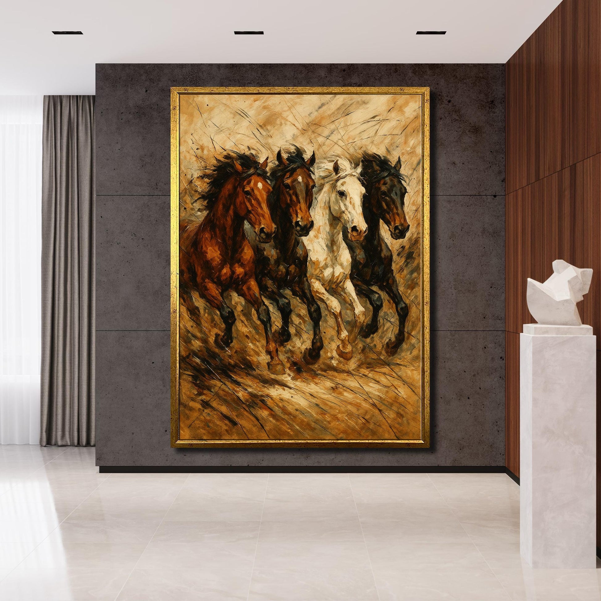 Close-up of flowing manes and dynamic motion in the horse herd