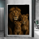 Ornate floral frame surrounding a regal lion portrait